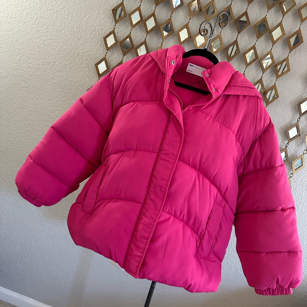 NWOT ASOS Pink Puffer Jacket with Quilted Design